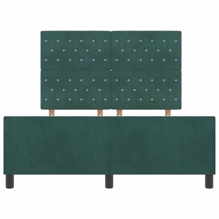 Box spring seng med hovedgærde Mørkegrøn 160 x 200 cm Fløjl