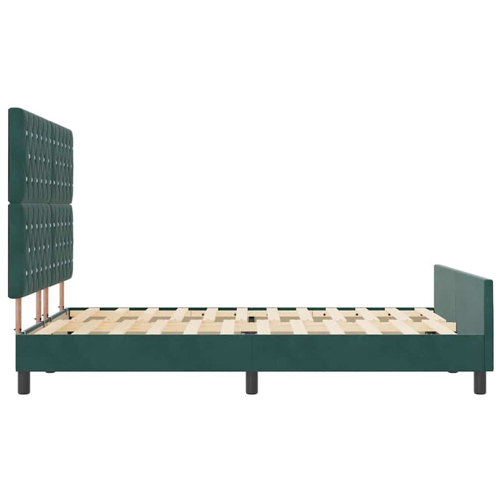 Box spring seng med hovedgærde Mørkegrøn 160 x 200 cm Fløjl