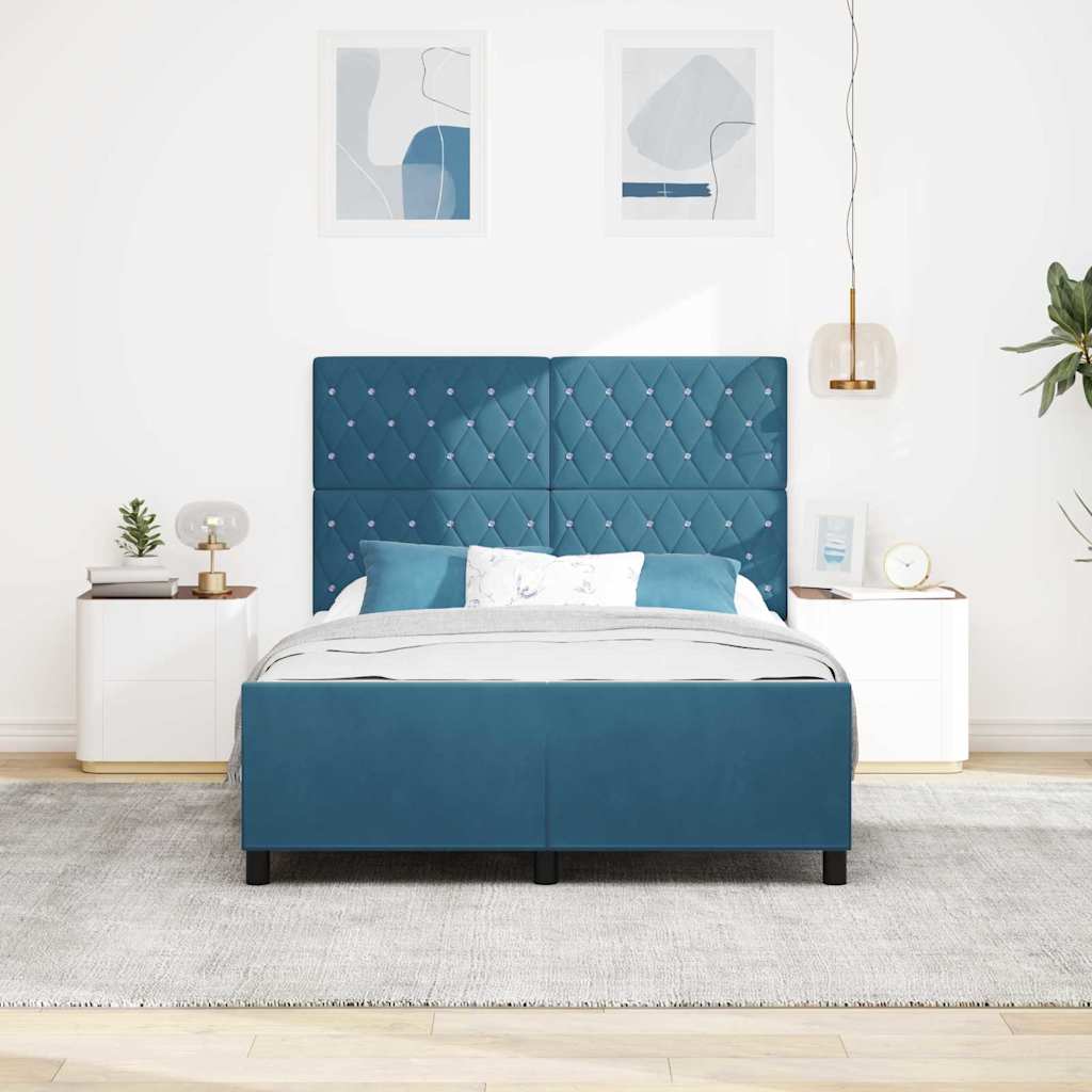 Box spring seng med hovedgærde Mørk blå 160 x 200 cm Fløjl