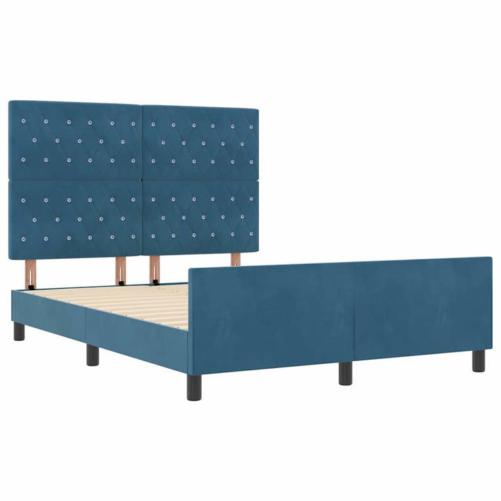 Box spring seng med hovedgærde Mørk blå 160 x 200 cm Fløjl