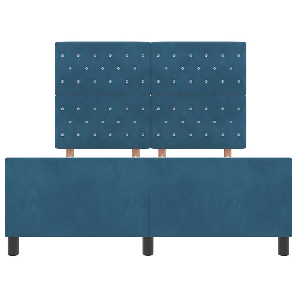 Box spring seng med hovedgærde Mørk blå 160 x 200 cm Fløjl