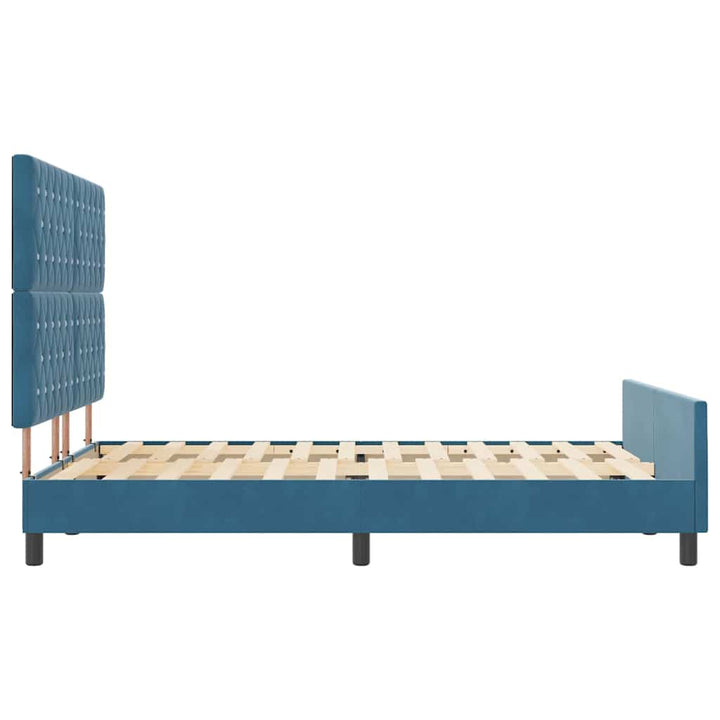 Box spring seng med hovedgærde Mørk blå 160 x 200 cm Fløjl