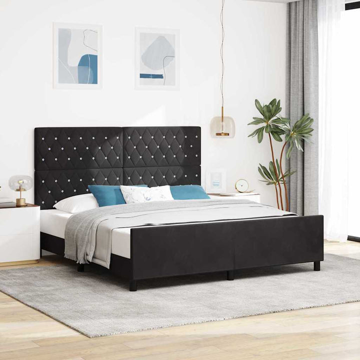 Box spring seng med hovedgærde Sort 180 x 200 cm Fløjl