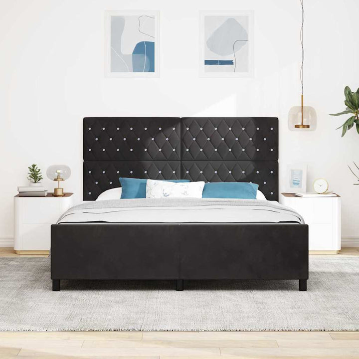 Box spring seng med hovedgærde Sort 180 x 200 cm Fløjl