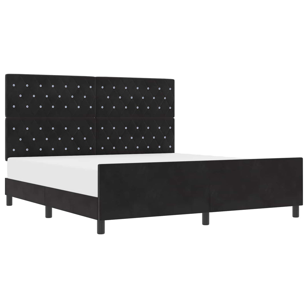 Box spring seng med hovedgærde Sort 180 x 200 cm Fløjl