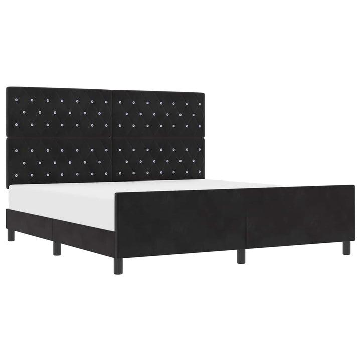 Box spring seng med hovedgærde Sort 180 x 200 cm Fløjl