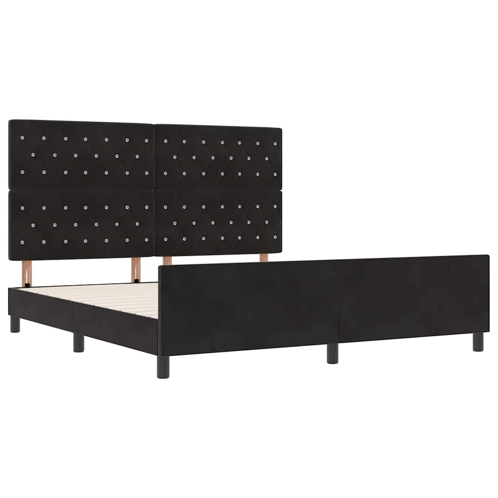 Box spring seng med hovedgærde Sort 180 x 200 cm Fløjl
