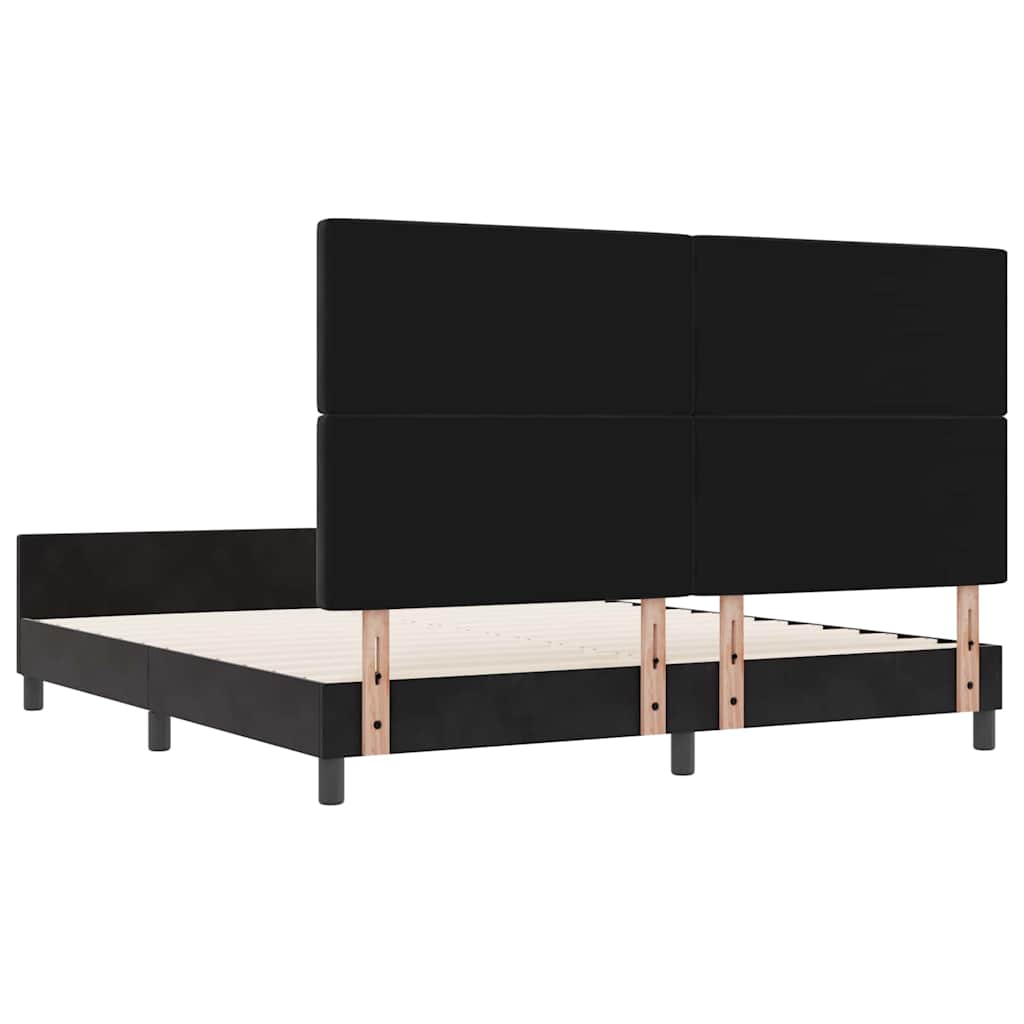 Box spring seng med hovedgærde Sort 180 x 200 cm Fløjl