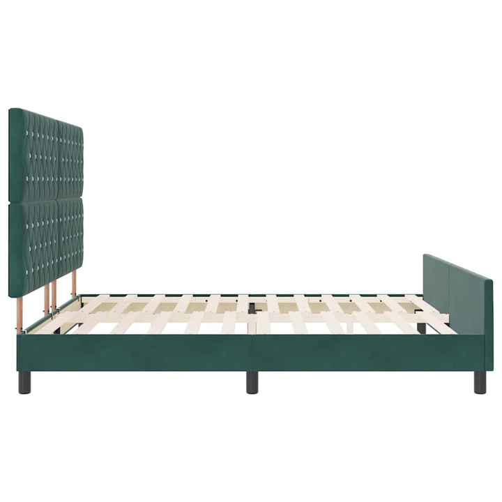 Box spring seng med hovedgærde Mørkegrøn 180 x 200 cm Fløjl