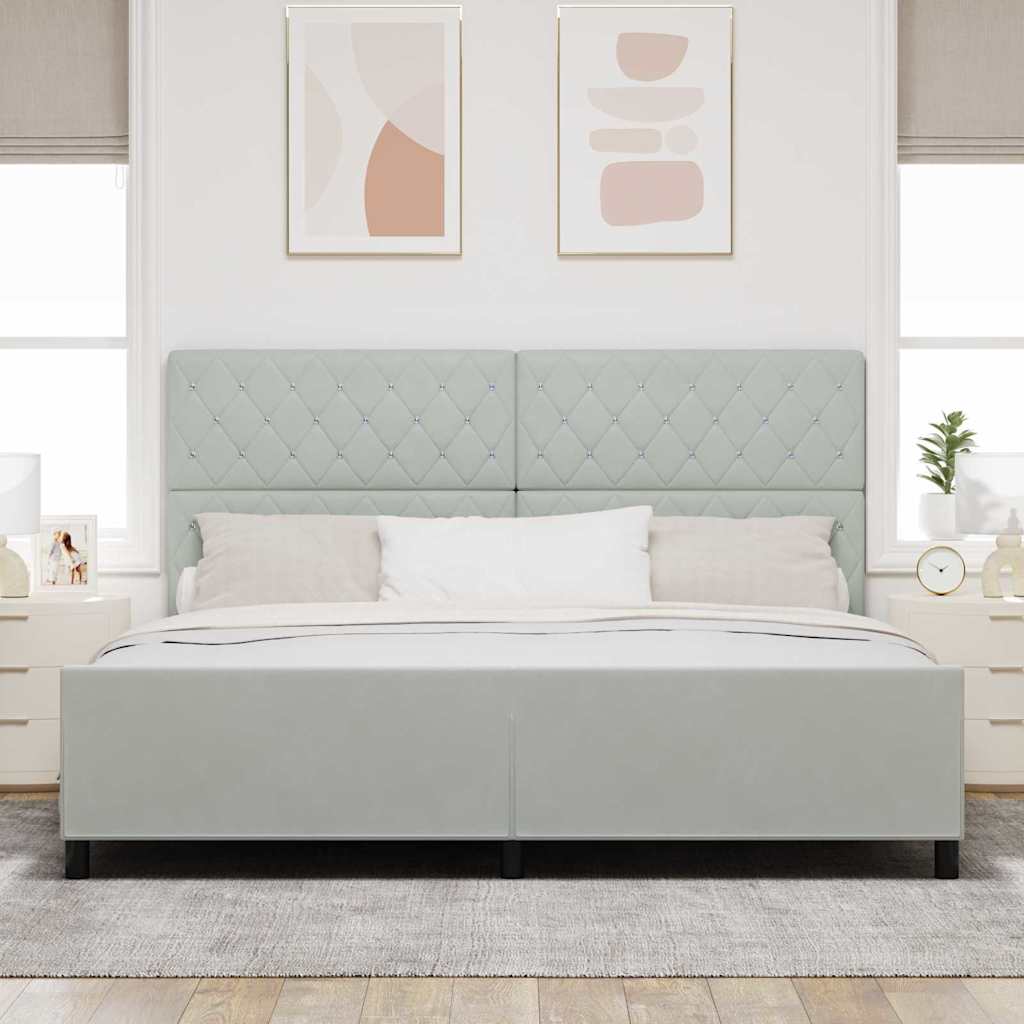 Box spring seng med hovedgærde Lysegrå 200 x 200 cm Fløjl