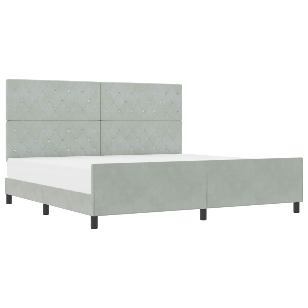 Box spring seng med hovedgærde Lysegrå 200 x 200 cm Fløjl