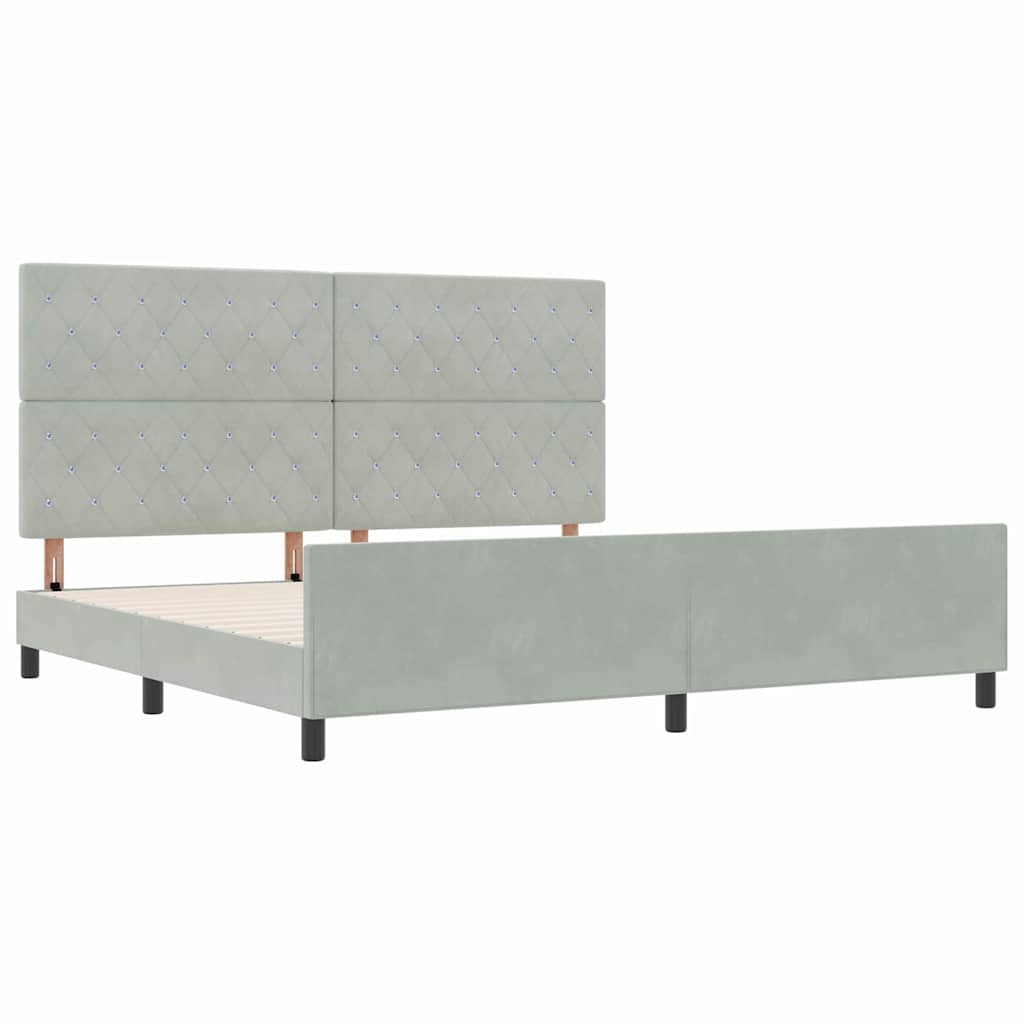 Box spring seng med hovedgærde Lysegrå 200 x 200 cm Fløjl