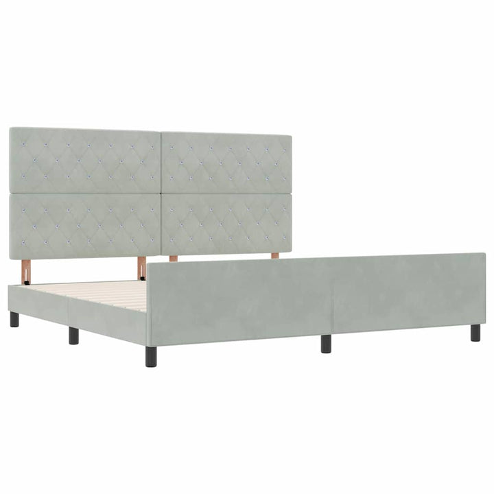 Box spring seng med hovedgærde Lysegrå 200 x 200 cm Fløjl