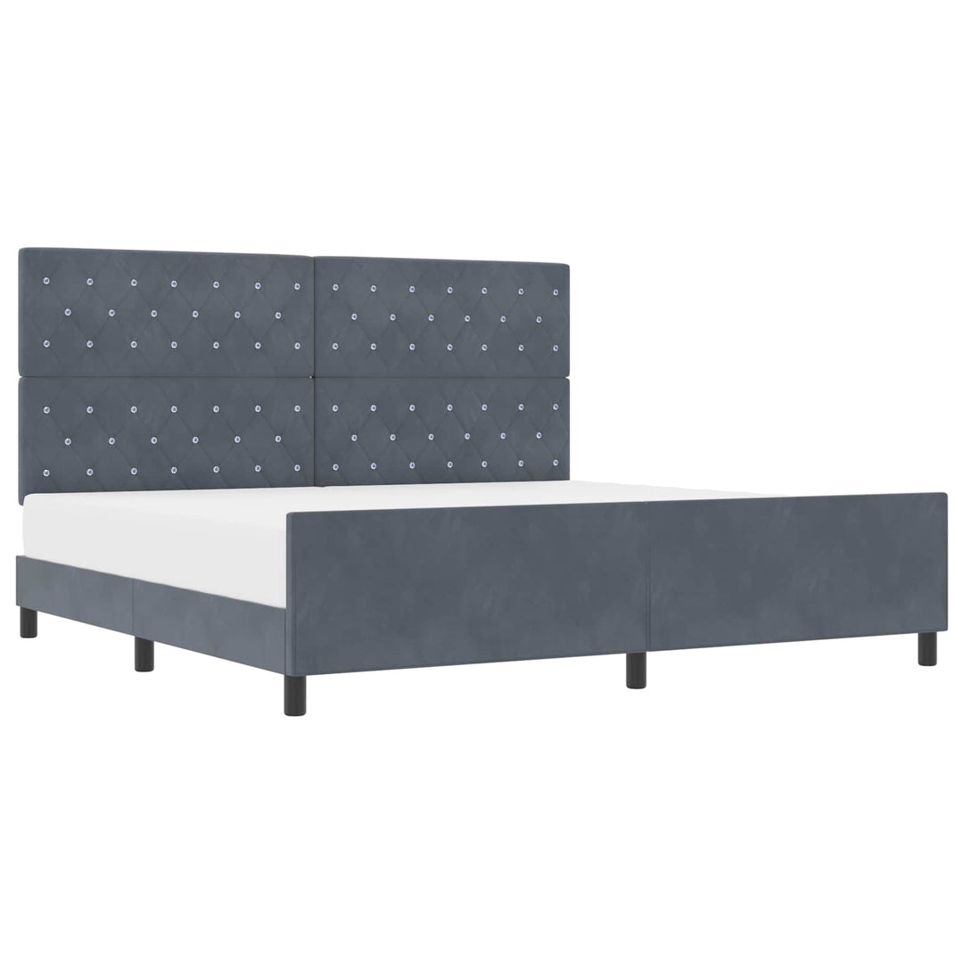Box spring seng med hovedgærde Mørkegrå 200 x 200 cm Fløjl