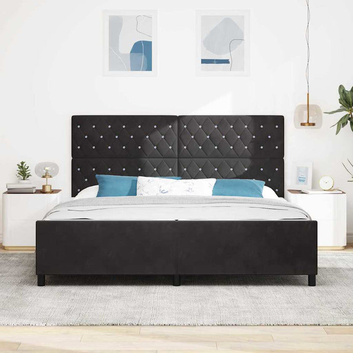 Box spring seng med hovedgærde Sort 200 x 200 cm Fløjl