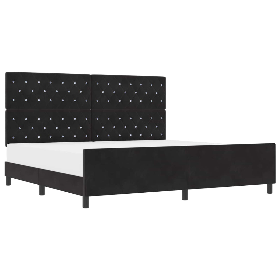 Box spring seng med hovedgærde Sort 200 x 200 cm Fløjl