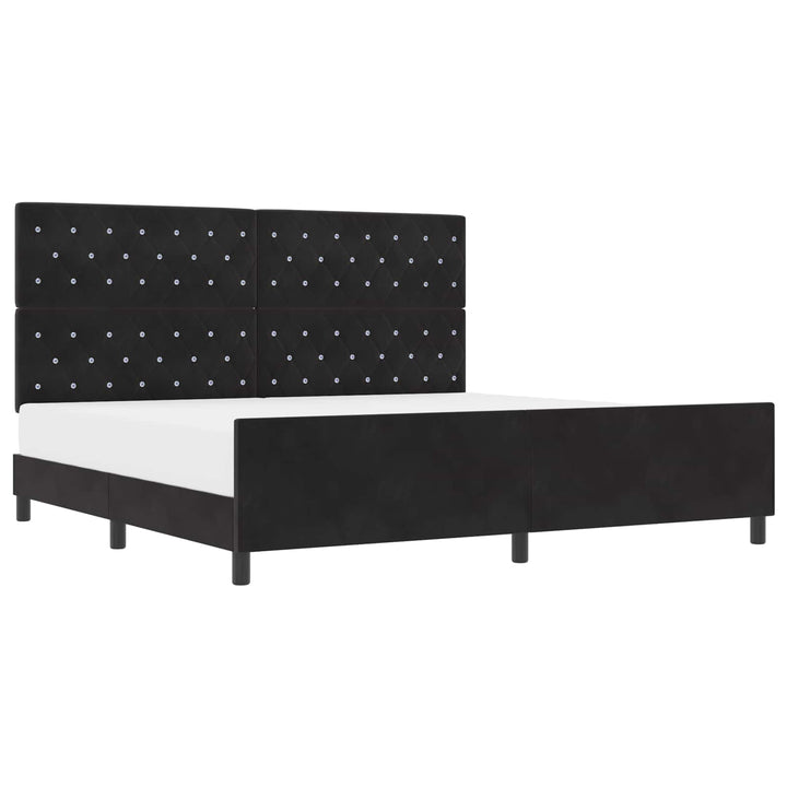 Box spring seng med hovedgærde Sort 200 x 200 cm Fløjl