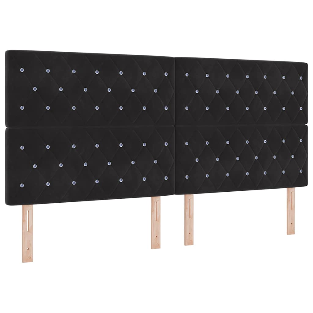 Box spring seng med hovedgærde Sort 200 x 200 cm Fløjl
