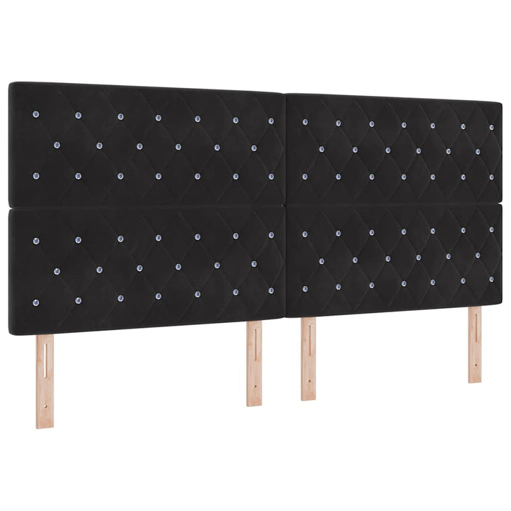 Box spring seng med hovedgærde Sort 200 x 200 cm Fløjl