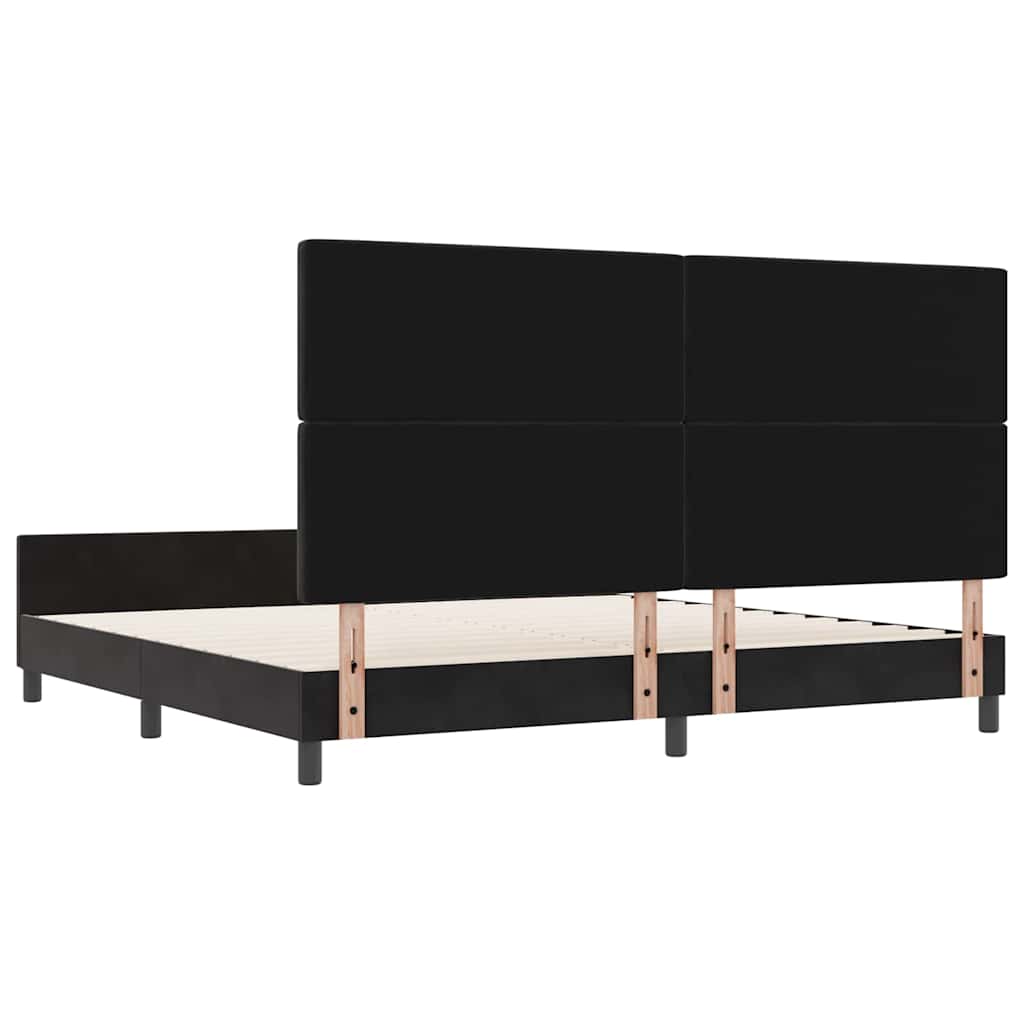 Box spring seng med hovedgærde Sort 200 x 200 cm Fløjl