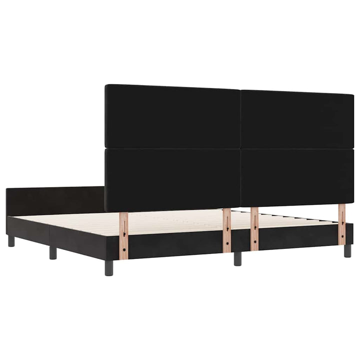 Box spring seng med hovedgærde Sort 200 x 200 cm Fløjl