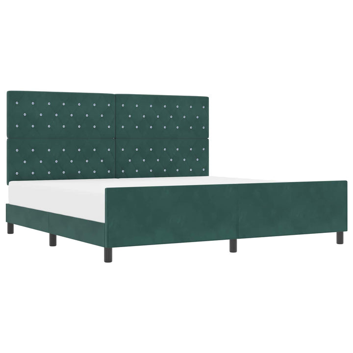 Box spring seng med hovedgærde Mørkegrøn 200 x 200 cm Fløjl