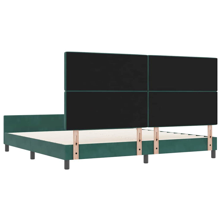 Box spring seng med hovedgærde Mørkegrøn 200 x 200 cm Fløjl