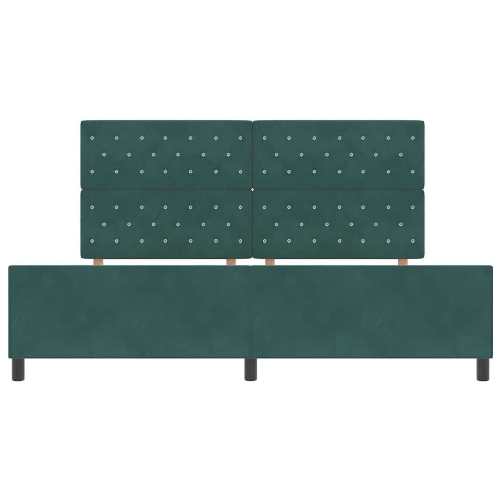 Box spring seng med hovedgærde Mørkegrøn 200 x 200 cm Fløjl