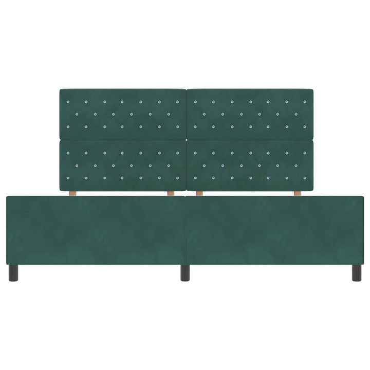 Box spring seng med hovedgærde Mørkegrøn 200 x 200 cm Fløjl