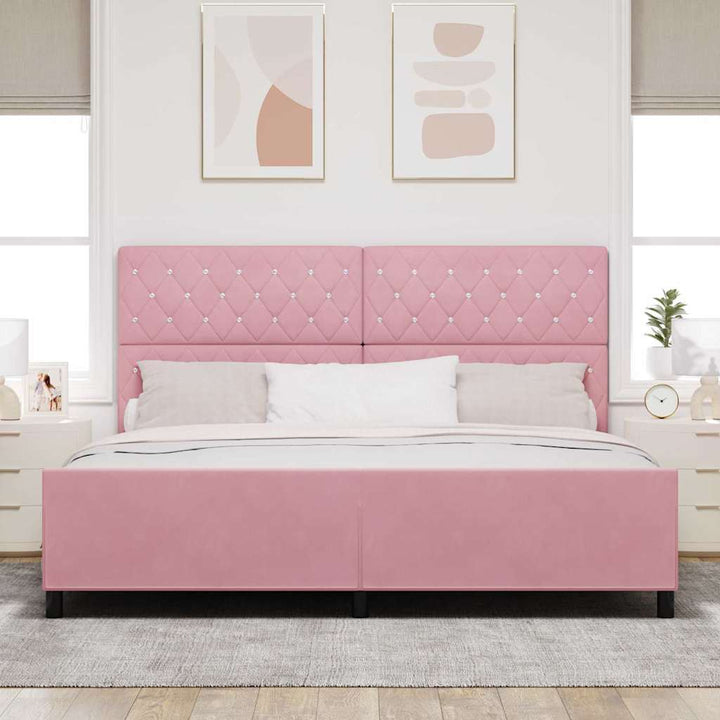Box spring seng med hovedgærde Lyserød 200 x 200 cm Fløjl