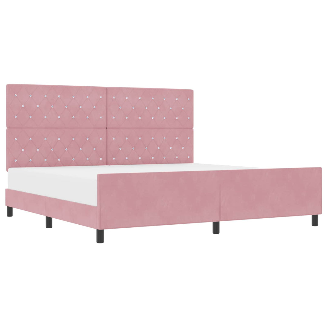 Box spring seng med hovedgærde Lyserød 200 x 200 cm Fløjl