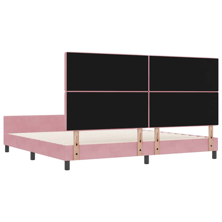 Box spring seng med hovedgærde Lyserød 200 x 200 cm Fløjl