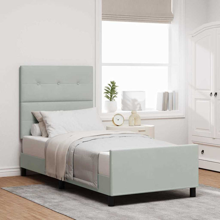 Box spring seng med hovedgærde Lysegrå 80 x 200 cm Fløjl