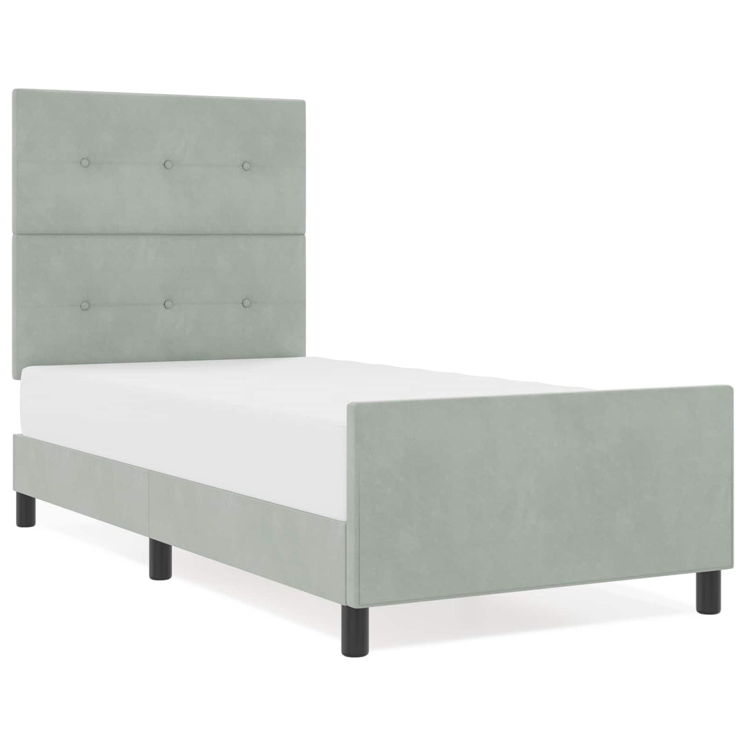 Box spring seng med hovedgærde Lysegrå 80 x 200 cm Fløjl