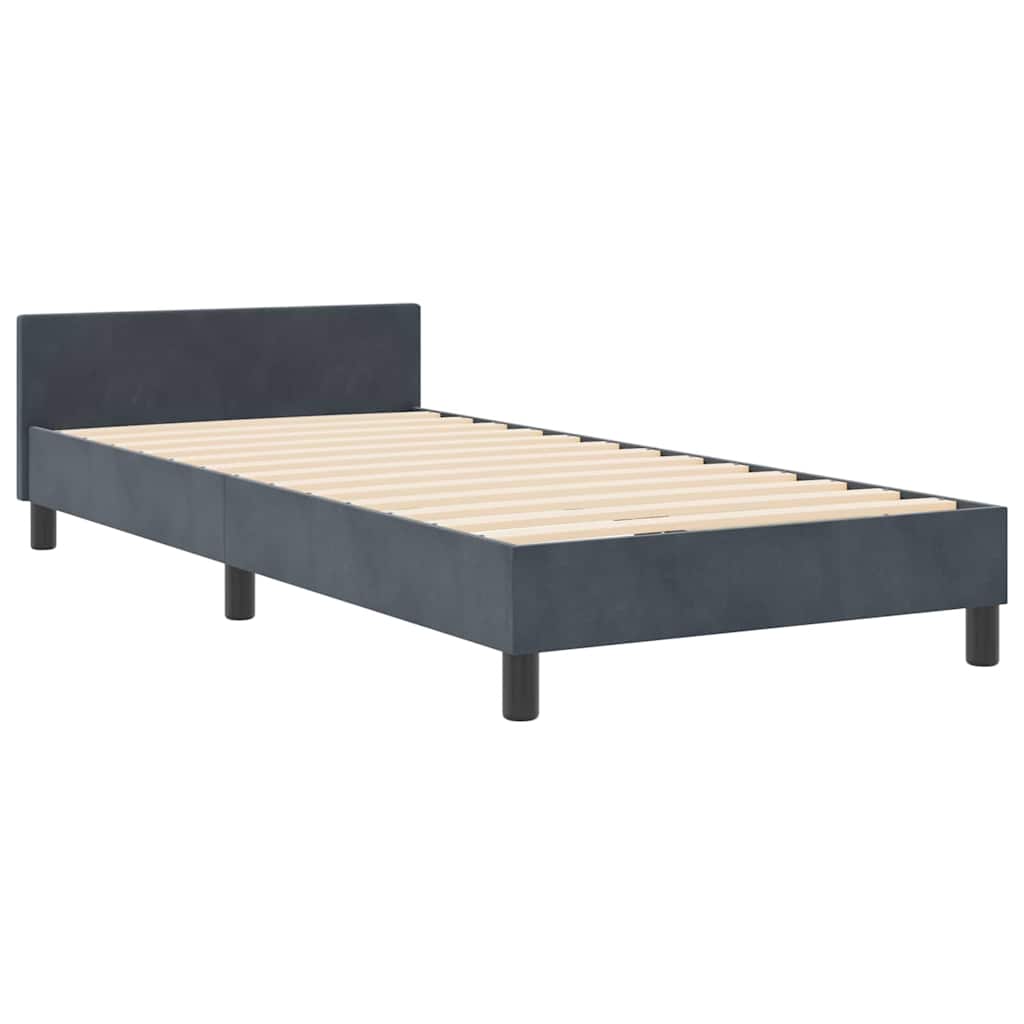 Box spring seng med hovedgærde Mørkegrå 80 x 200 cm Fløjl