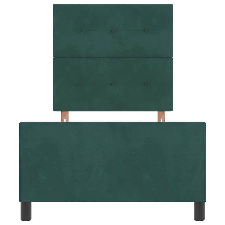 Box spring seng med hovedgærde Mørkegrøn 80 x 200 cm Fløjl