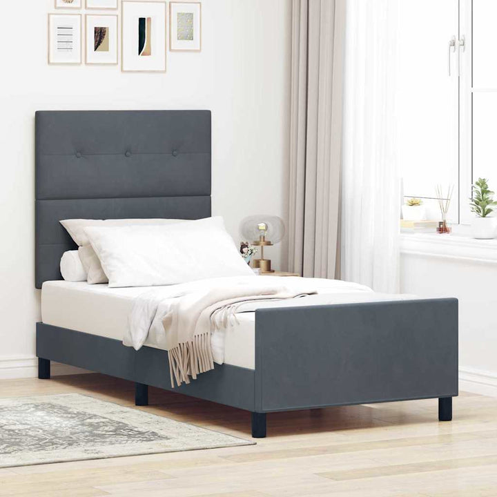 Box spring seng med hovedgærde Mørkegrå 90 x 190 cm Fløjl