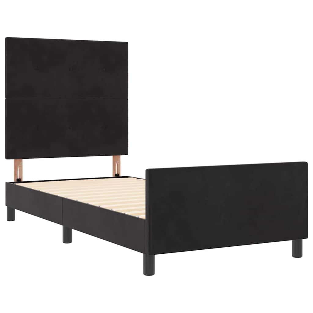 Box spring seng med hovedgærde Sort 90 x 190 cm Fløjl