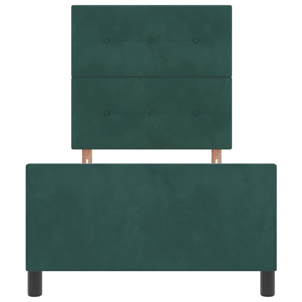Box spring seng med hovedgærde Mørkegrøn 90 x 190 cm Fløjl
