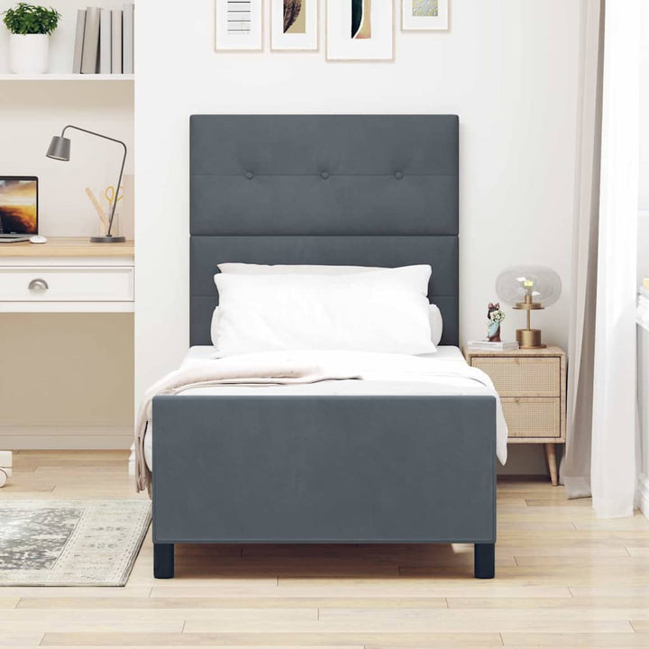 Box spring seng med hovedgærde Mørkegrå 90 x 200 cm Fløjl