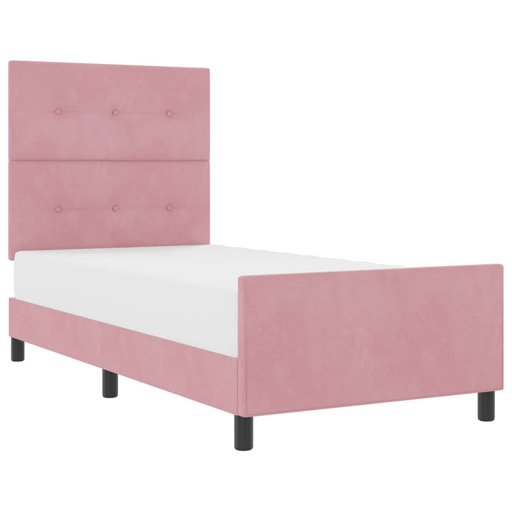 Box spring seng med hovedgærde Lyserød 90 x 200 cm Fløjl
