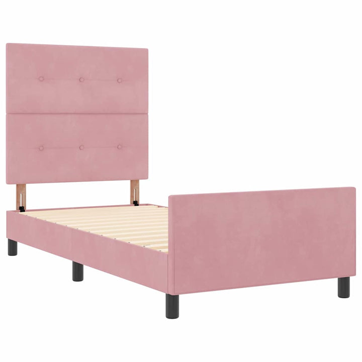 Box spring seng med hovedgærde Lyserød 90 x 200 cm Fløjl