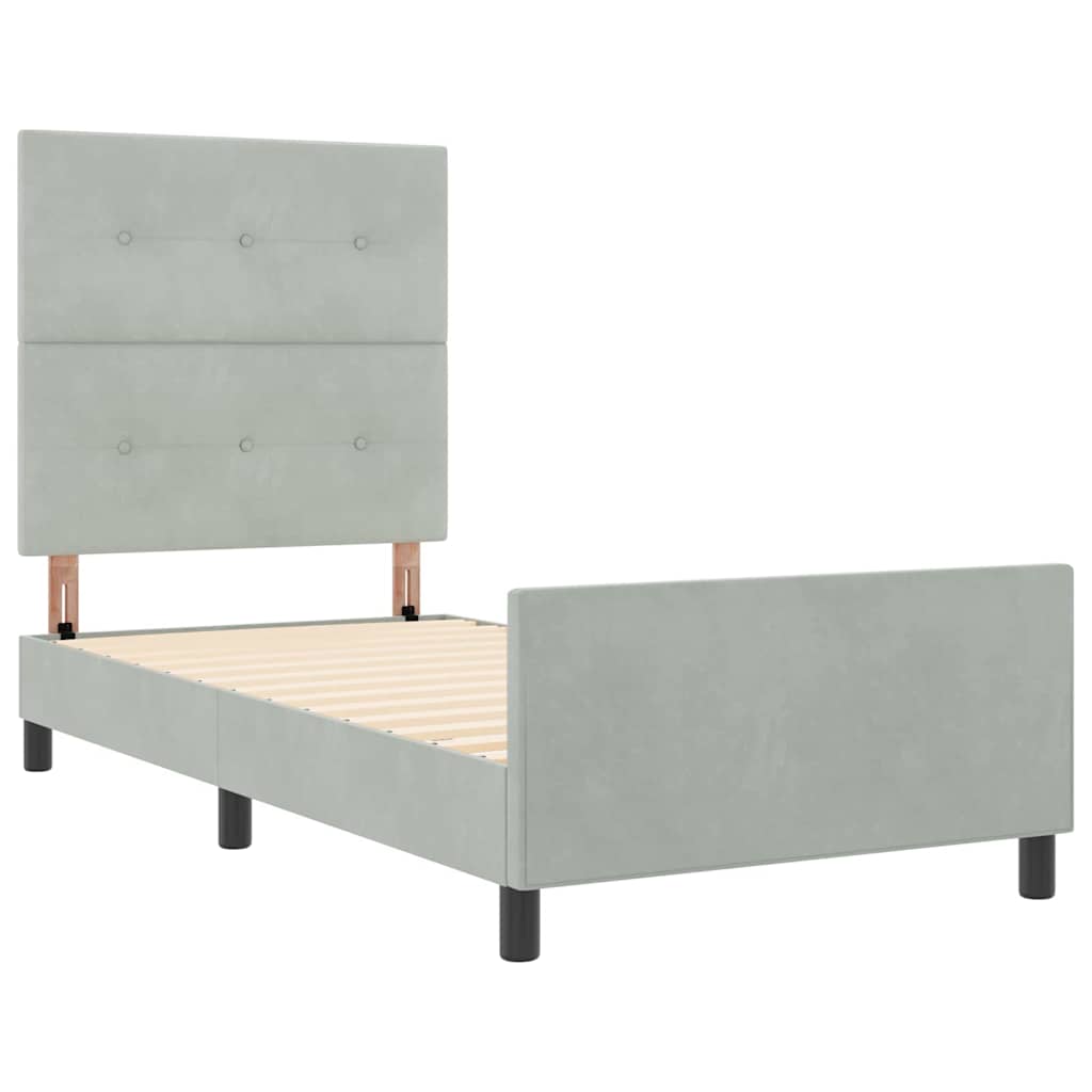 Box spring seng med hovedgærde Lysegrå 100 x 200 cm Fløjl