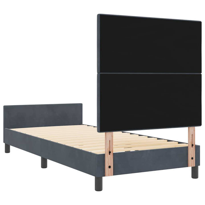 Box spring seng med hovedgærde Mørkegrå 100 x 200 cm Fløjl