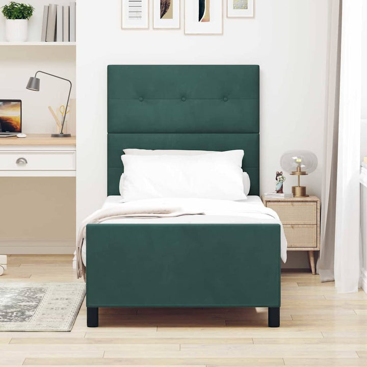 Box spring seng med hovedgærde Mørkegrøn 100 x 200 cm Fløjl