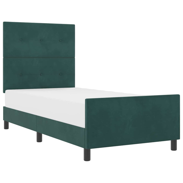Box spring seng med hovedgærde Mørkegrøn 100 x 200 cm Fløjl