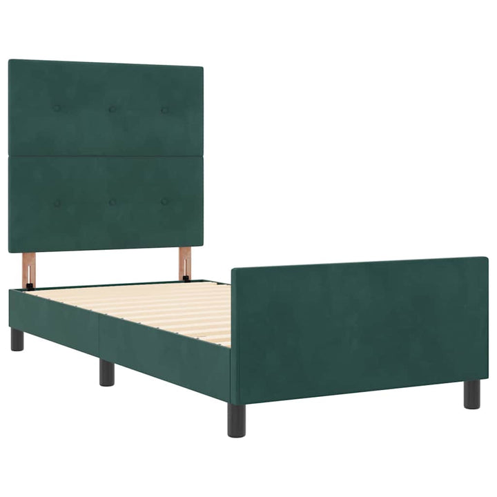 Box spring seng med hovedgærde Mørkegrøn 100 x 200 cm Fløjl