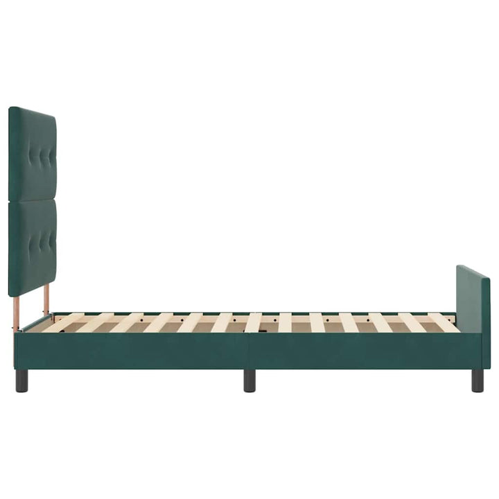 Box spring seng med hovedgærde Mørkegrøn 100 x 200 cm Fløjl
