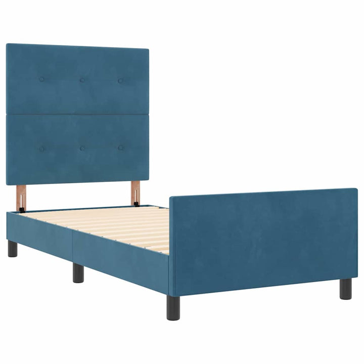 Box spring seng med hovedgærde Mørk blå 100 x 200 cm Fløjl