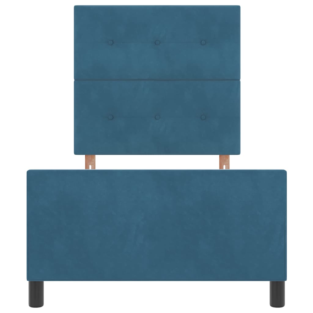 Box spring seng med hovedgærde Mørk blå 100 x 200 cm Fløjl